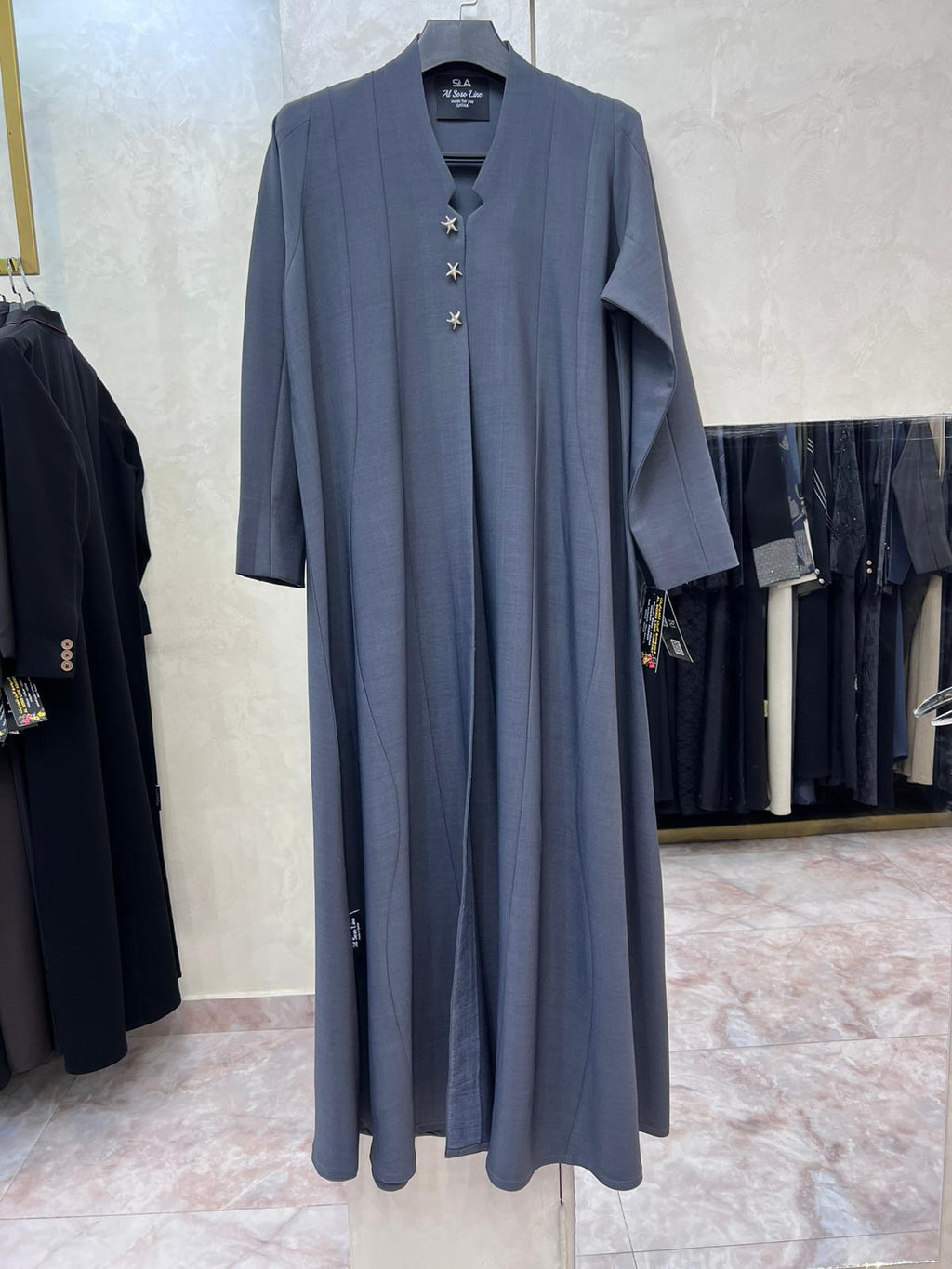 Star-Detail Grey Abaya – Subtle Elegance with a Modern Twist | Custom Order On Request