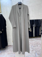 Modern Tailored Light Grey Abaya – Effortless Professional Elegance | Custom Order On Reuqest