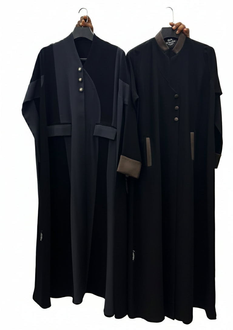 Elegant Black Abayas – Choose Your Style (V-Neck or High-Collar)