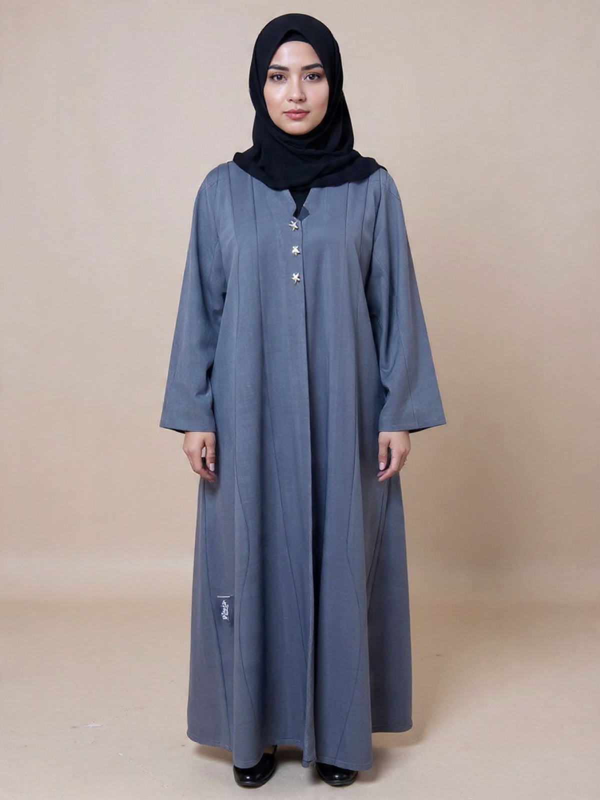 Star-Detail Grey Abaya – Subtle Elegance with a Modern Twist | Custom Order On Request