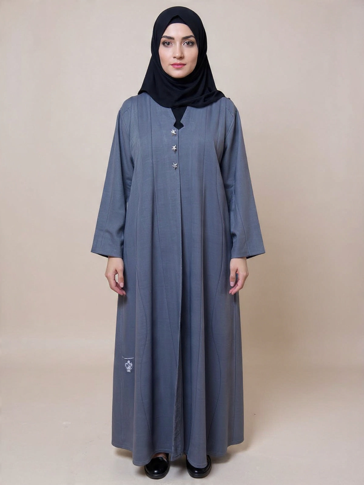 Star-Detail Grey Abaya – Subtle Elegance with a Modern Twist | Custom Order On Request