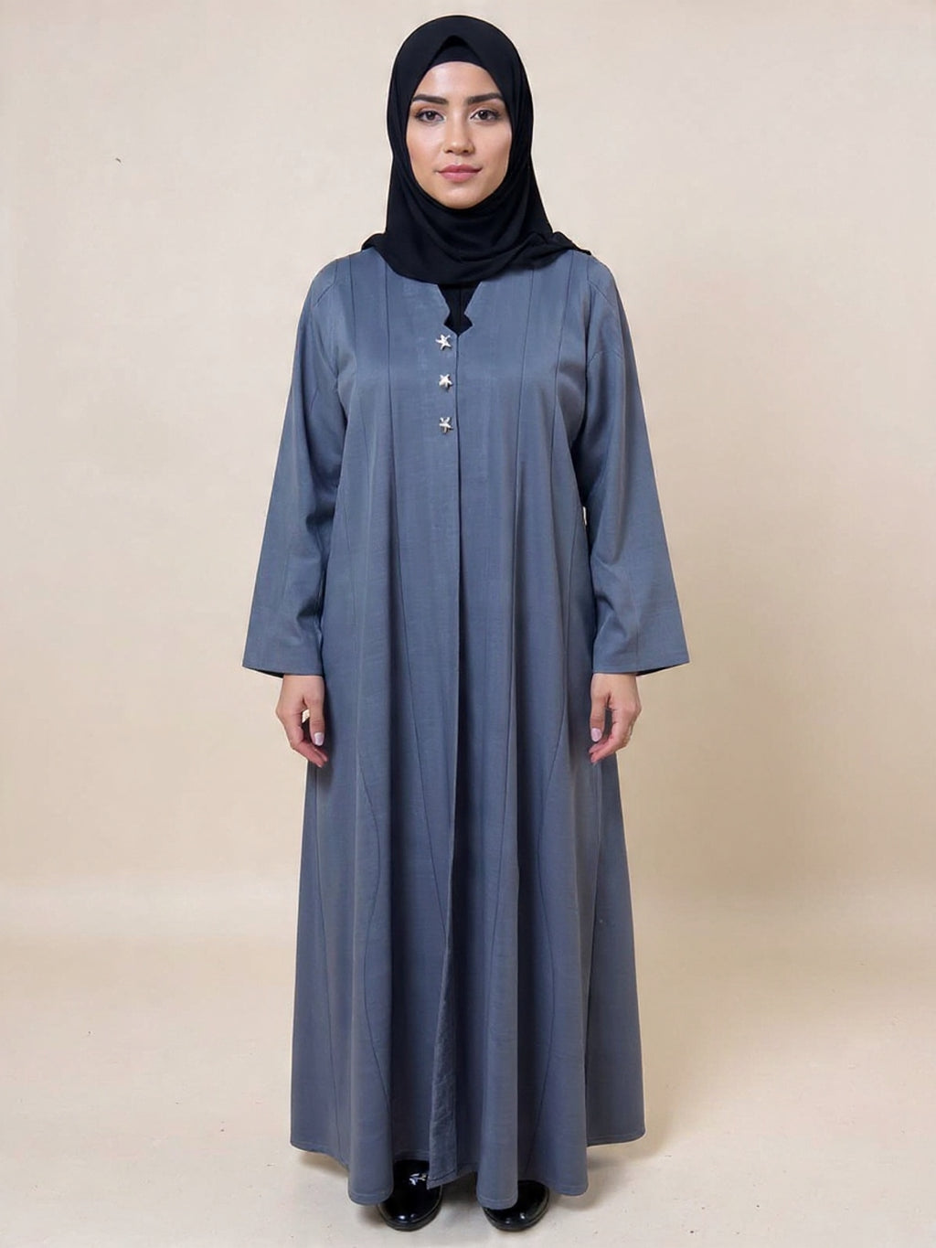 Star-Detail Grey Abaya – Subtle Elegance with a Modern Twist | Custom Order On Request