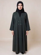 Celestial Elegance Double-Breasted Abaya – Starlit Sophistication | Custom Order on Request