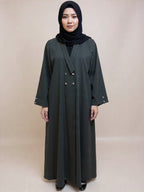 Celestial Elegance Double-Breasted Abaya – Starlit Sophistication | Custom Order on Request