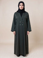 Celestial Elegance Double-Breasted Abaya – Starlit Sophistication | Custom Order on Request