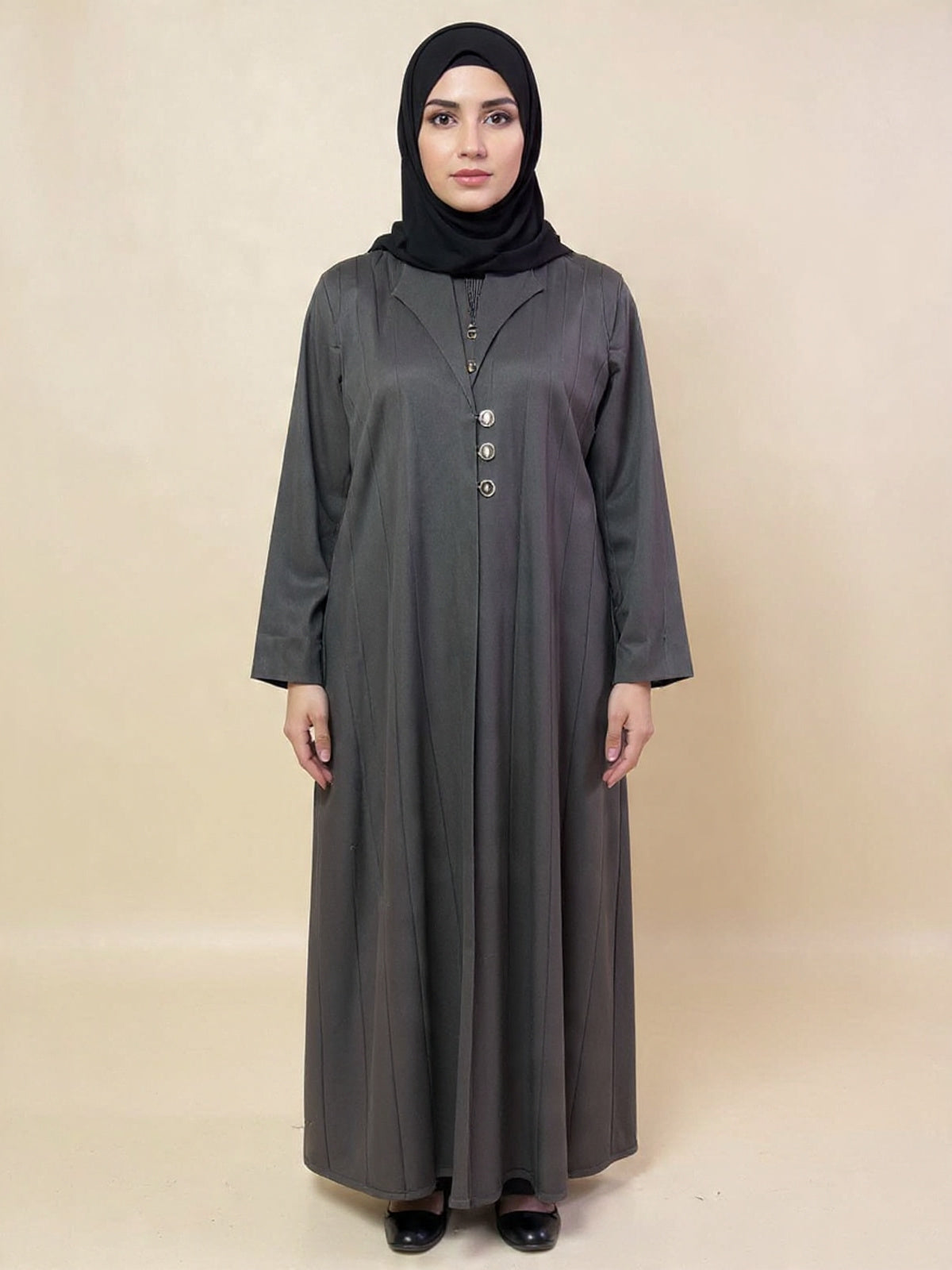 Elegant Black Abayas – Choose Your Style (V-Neck or High-Collar) | Custom Order On Request