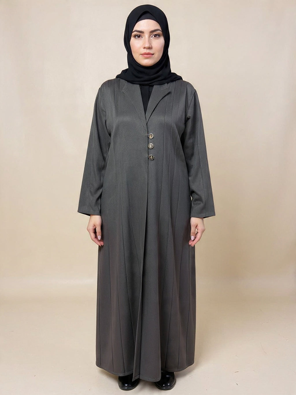 Elegant Black Abayas – Choose Your Style (V-Neck or High-Collar) | Custom Order On Request