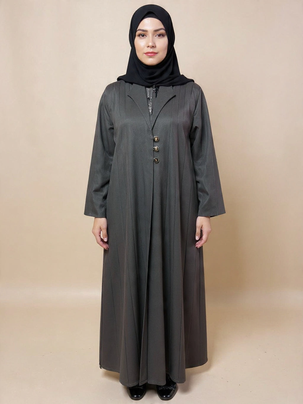 Elegant Black Abayas – Choose Your Style (V-Neck or High-Collar) | Custom Order On Request