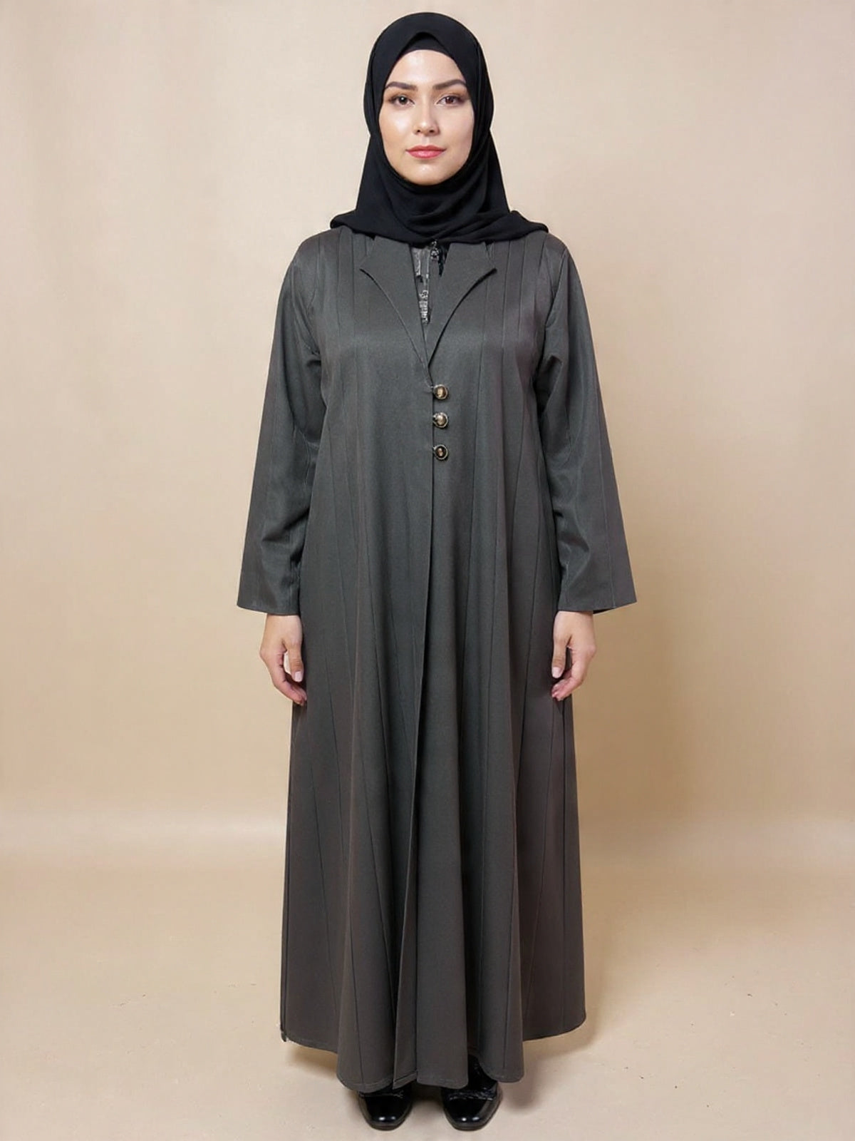 Elegant Black Abayas – Choose Your Style (V-Neck or High-Collar) | Custom Order On Request