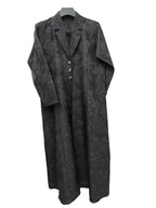 Al Soso Premium Black Jacquard Abaya – Elegant Floral Texture with Gold Star Buttons